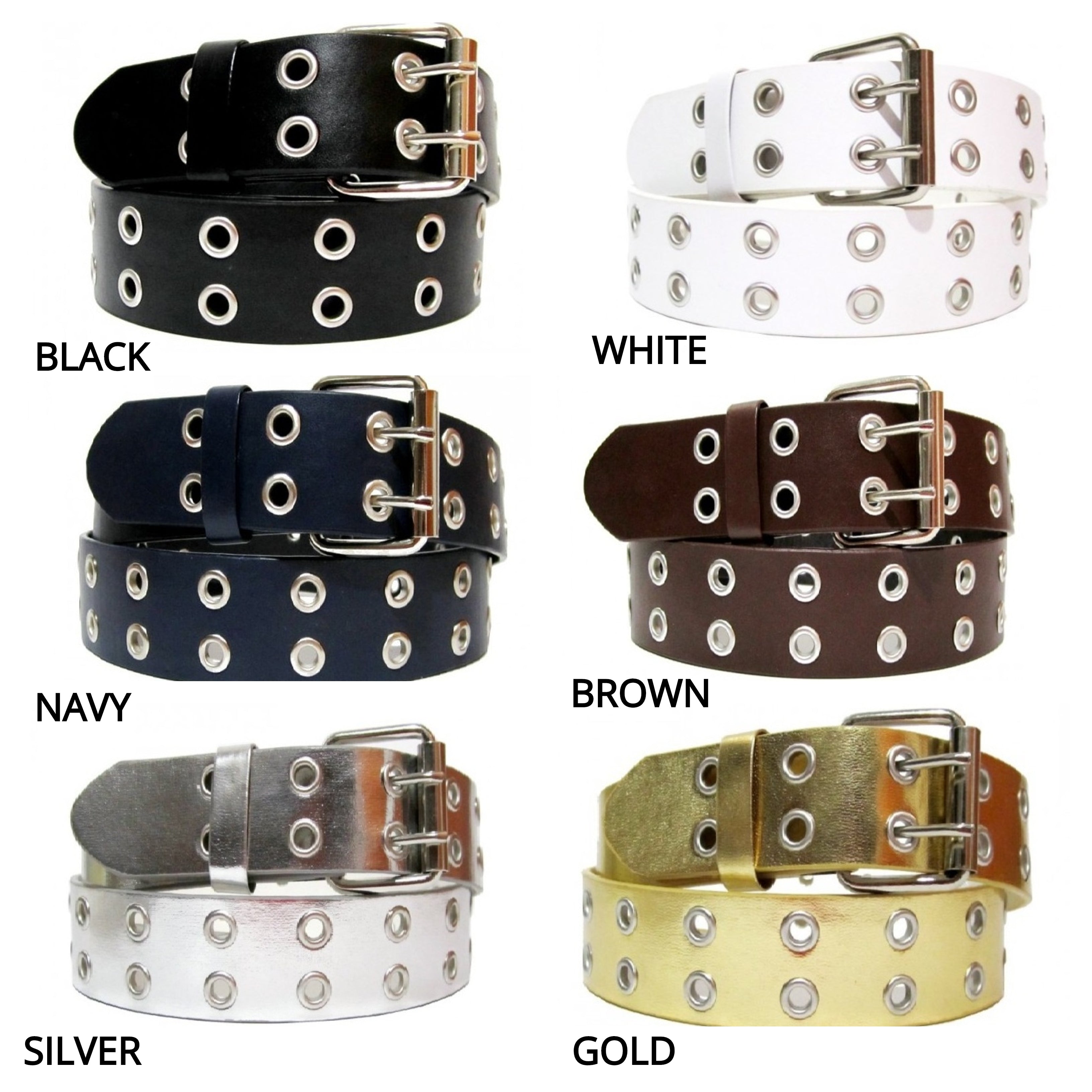 EMP Unisex Bonded-leather Grommet 2-Rows Belt - BucheliUSA