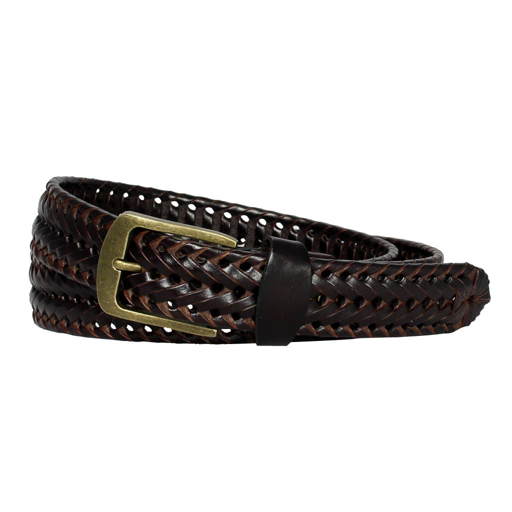 Men's Double Braided Leather Casual Belt - BR300 - BucheliUSA