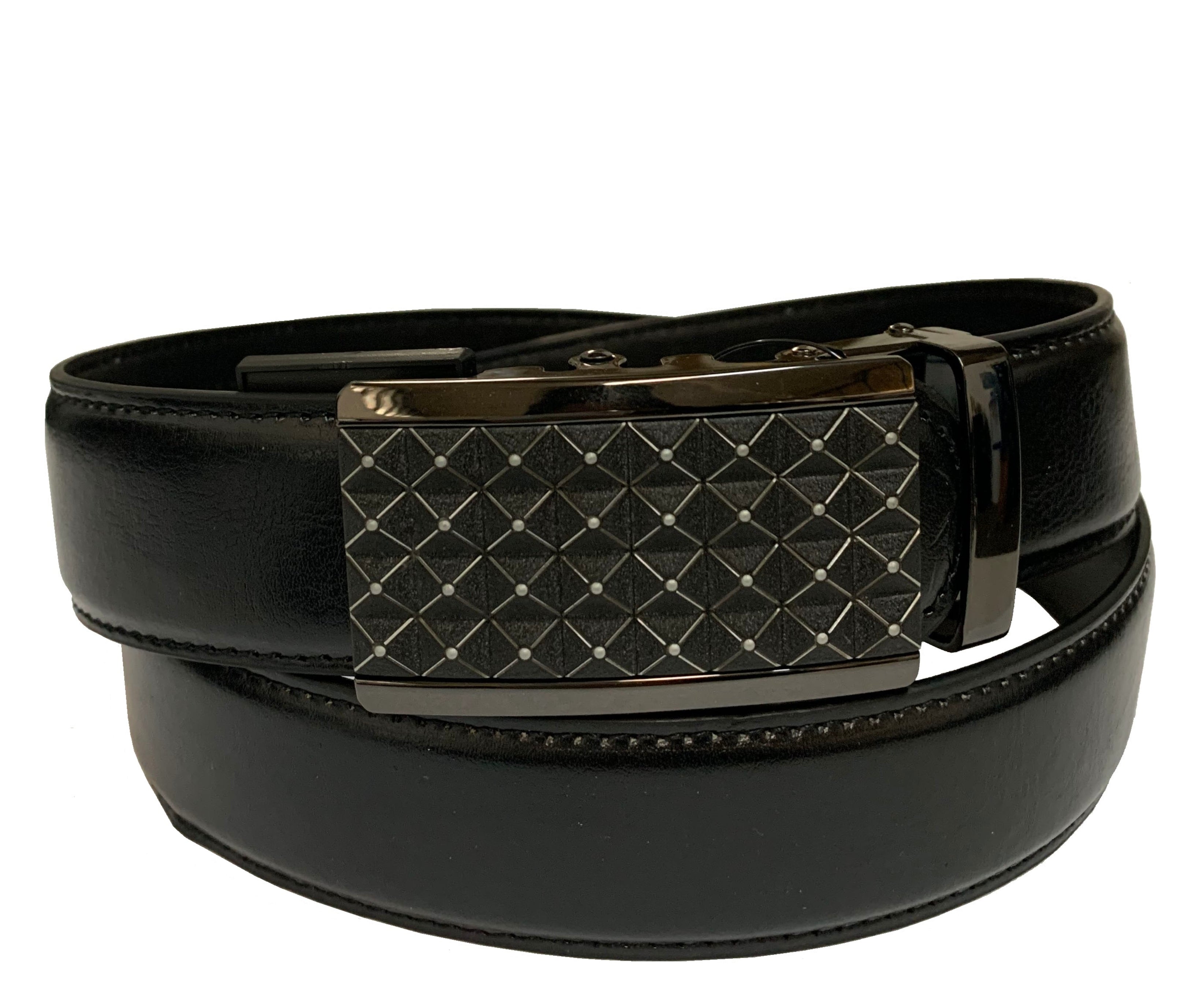 Men's Leather Ratchet Track Belt with Buckle w/Metal Frame - TR415 - BucheliUSA