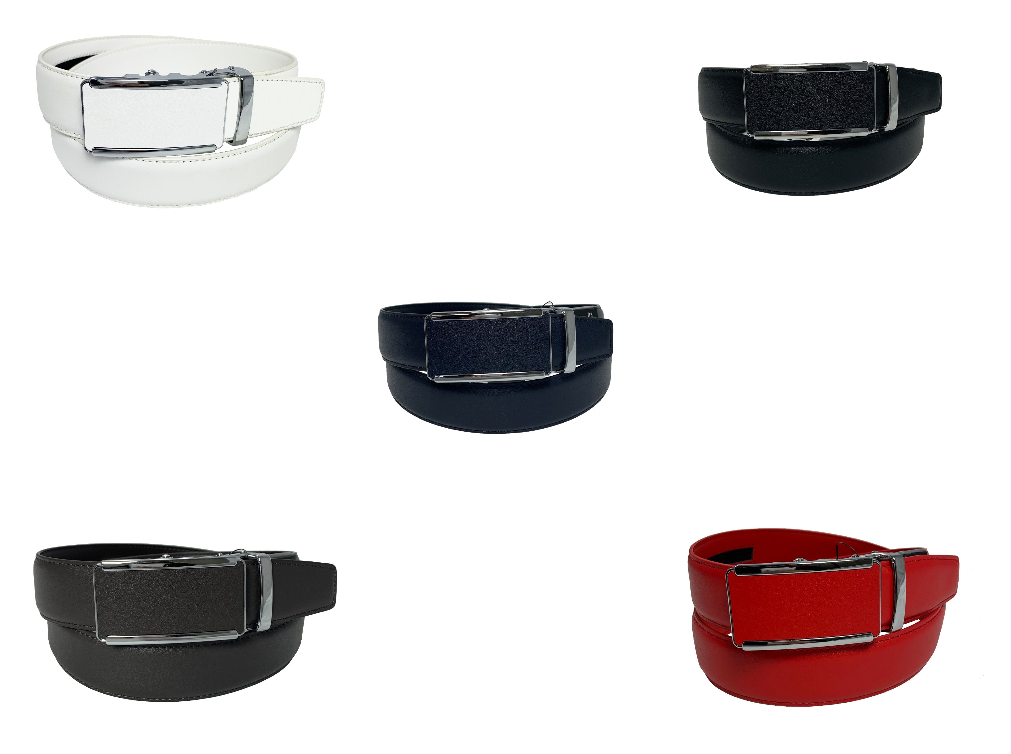 Men's Leather Ratchet Track Belt with Matching Buckle / Steel Frame-TR520 - BucheliUSA