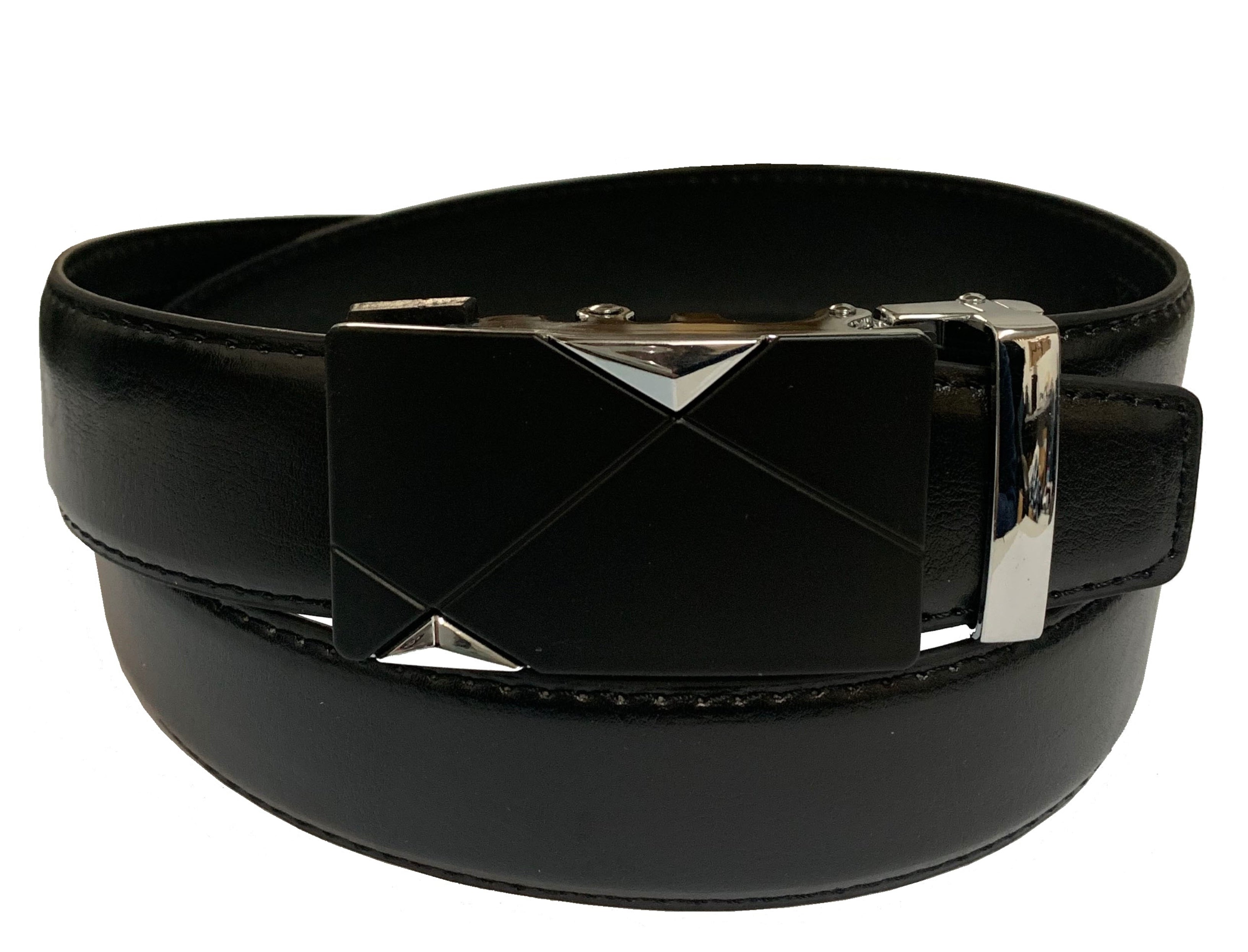 Men's Leather Ratchet Track Belt with Buckle w/Metal Frame - TR202 - BucheliUSA