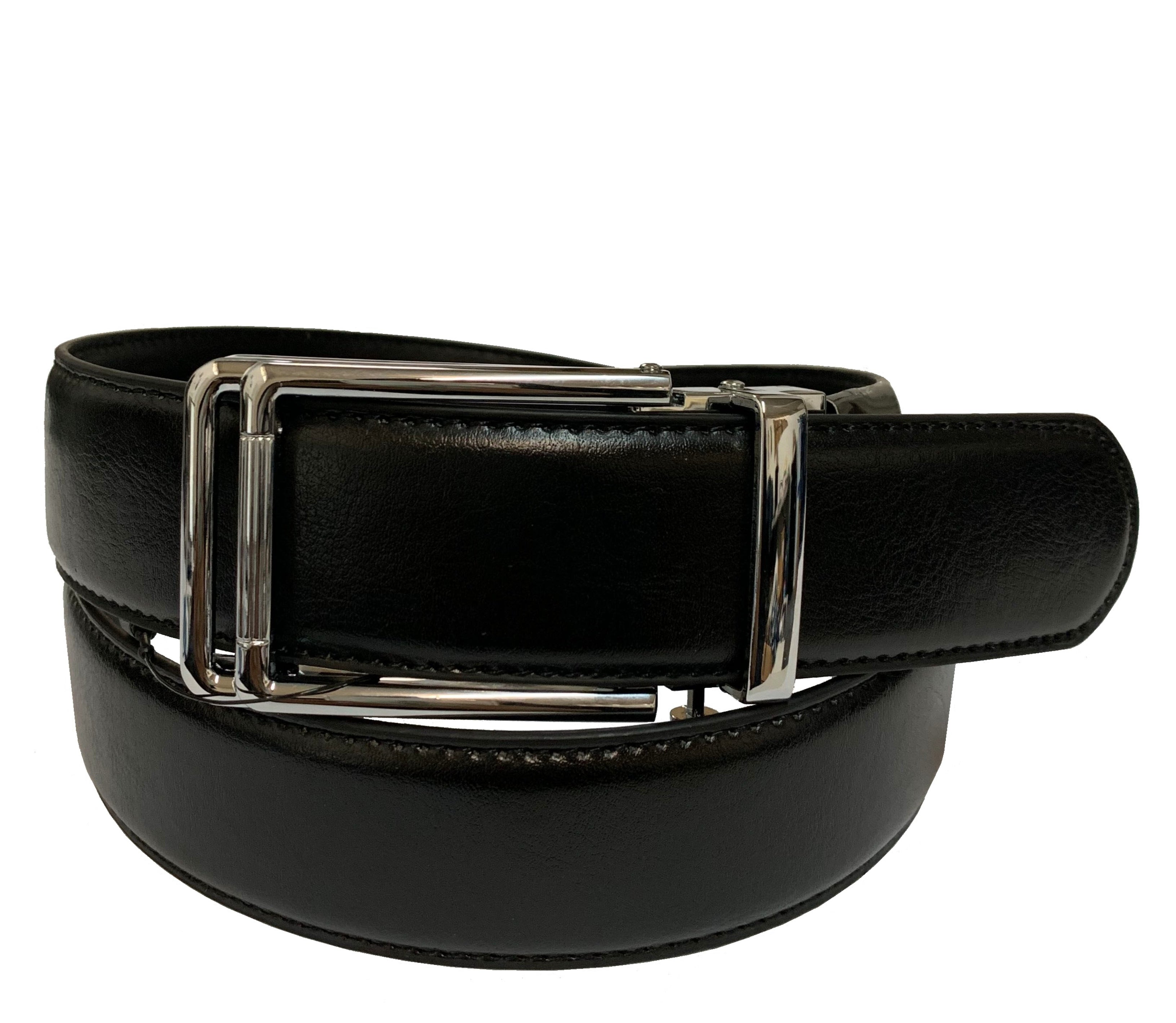 Men's Leather Ratchet Track Belt with Buckle w/Metal Frame - TR401 - BucheliUSA
