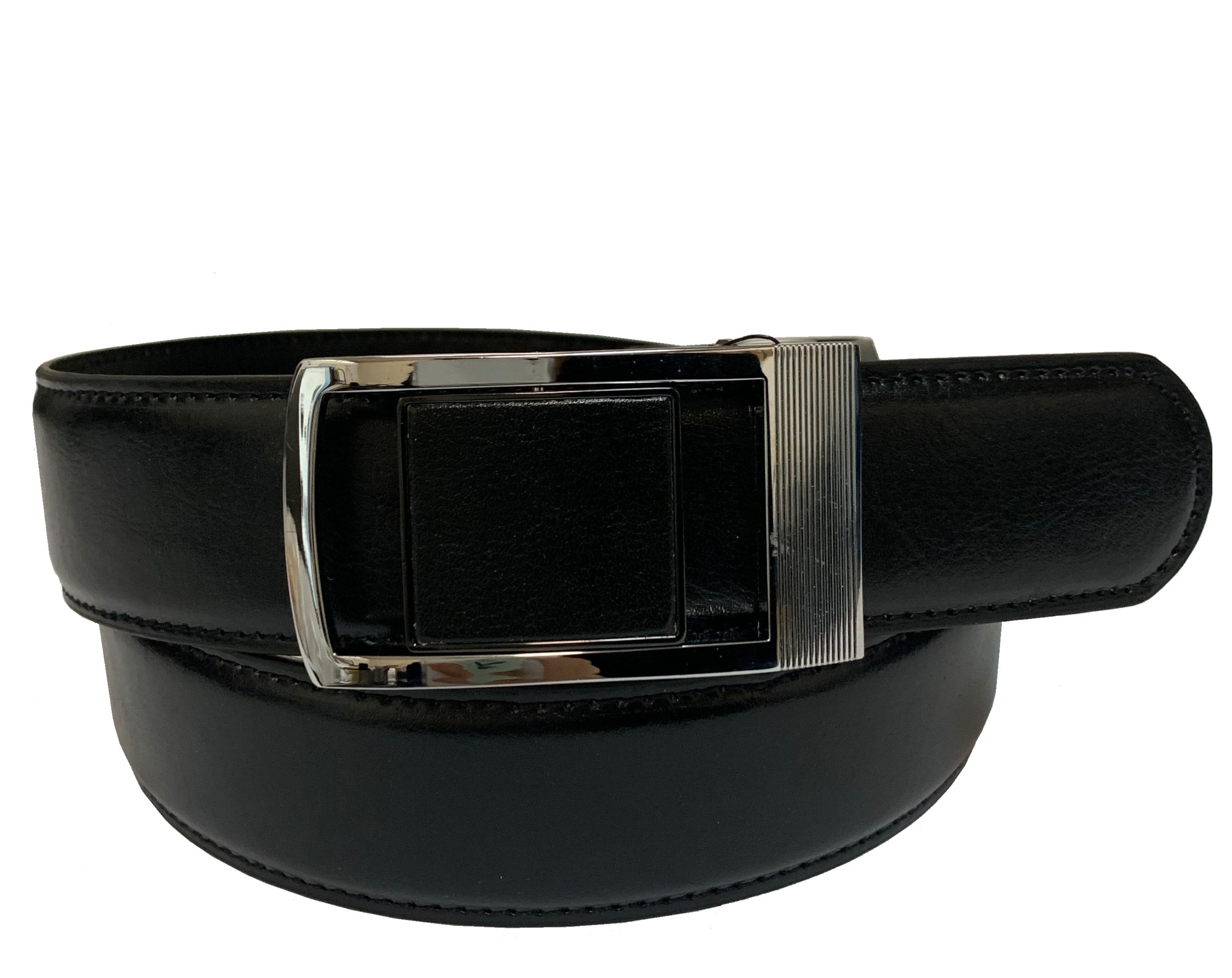 Men's Leather Ratchet Track Belt with Buckle w/Metal Frame - TR409 - BucheliUSA