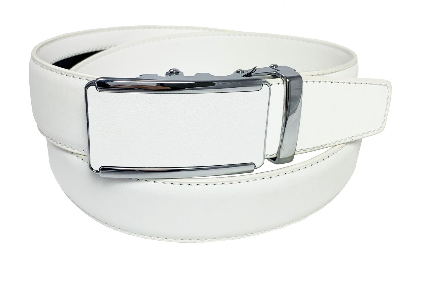 Men's Leather Ratchet Track Belt with Matching Buckle / Steel Frame-TR520 - BucheliUSA
