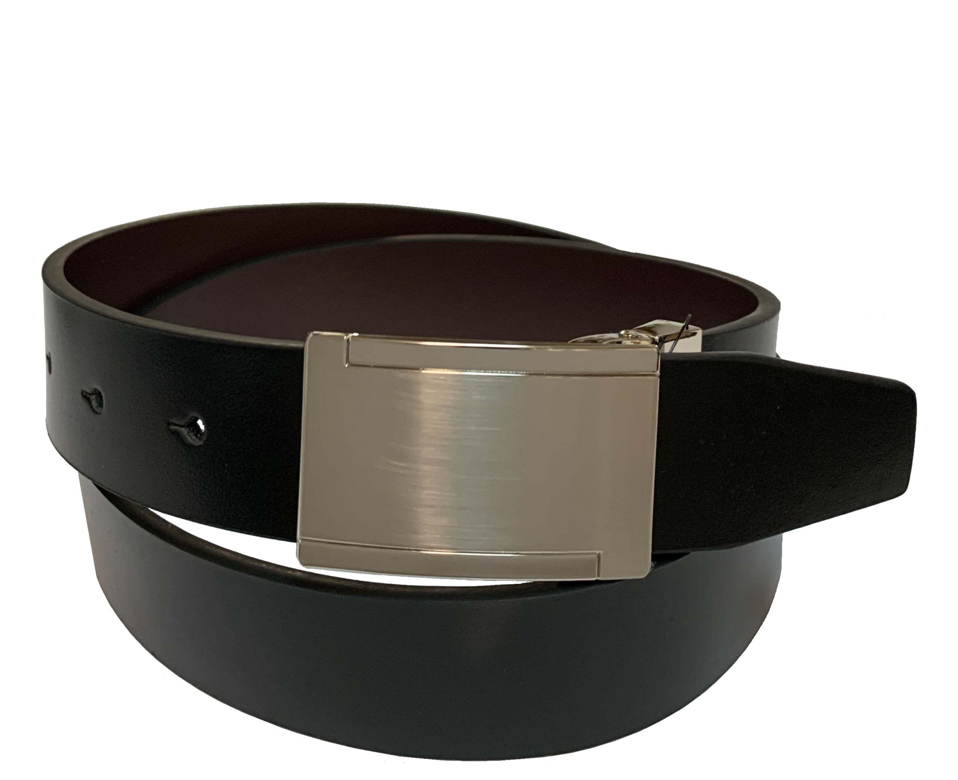 Men's Genuine Leather Reversible Belt w/Sleek Design Metal Buckle - UB849