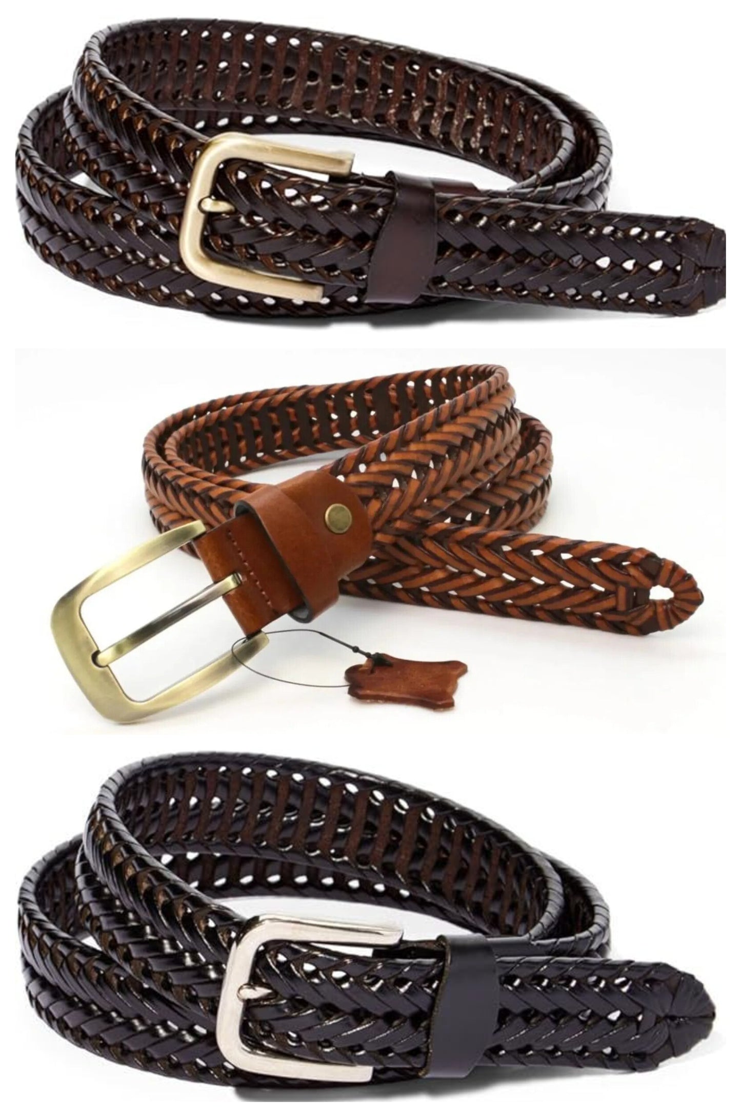 braided leather bellt for men