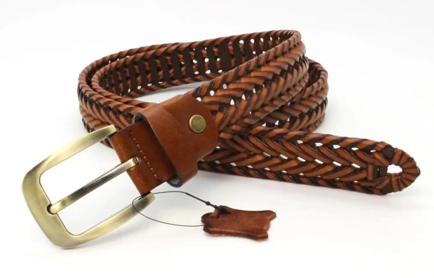 Men's Double Braided Leather Casual Belt - BR300 - BucheliUSA