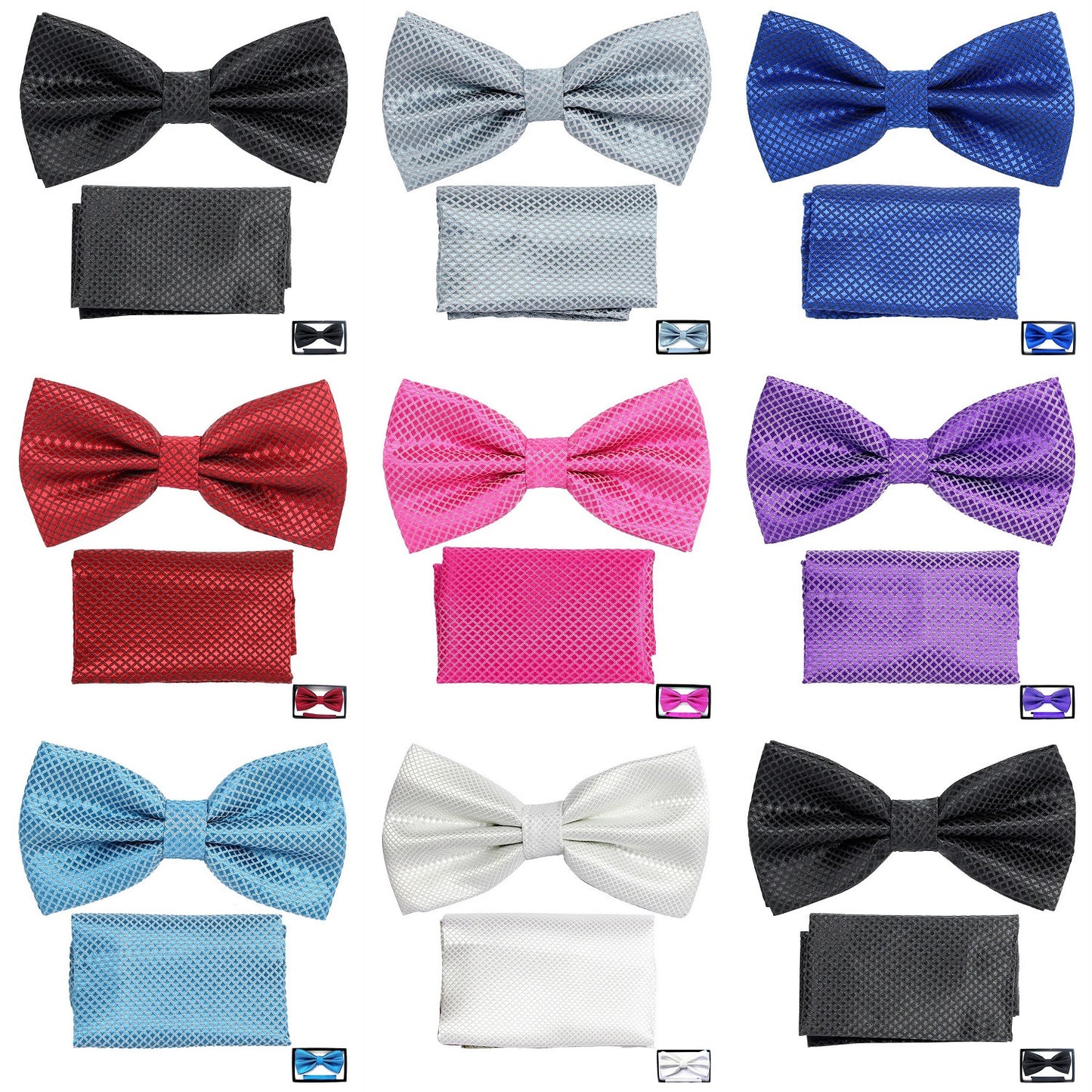 Men's Bow Tie With Matching Pocket Square - BT102 - BucheliUSA
