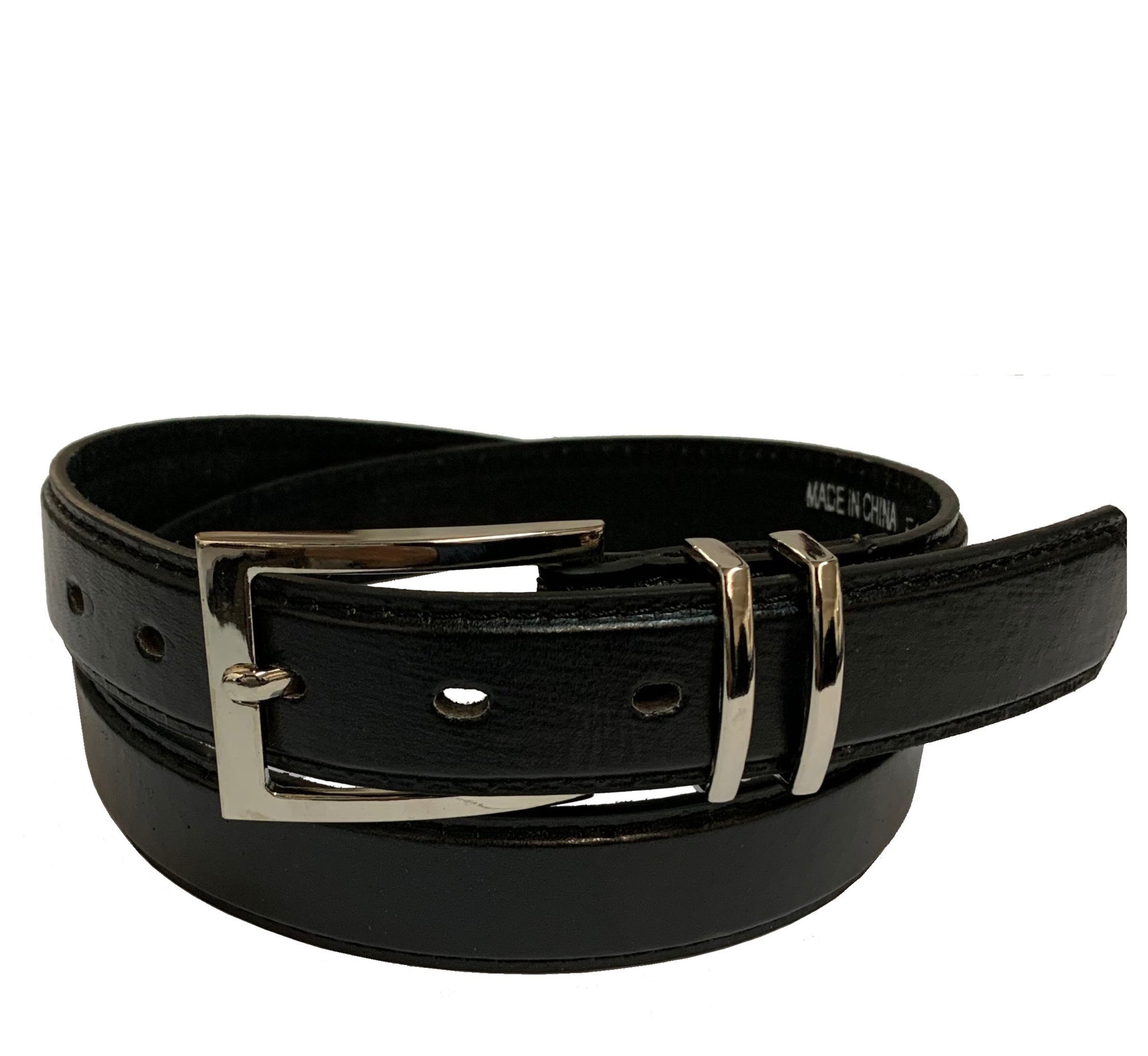 Men's Stitched Black Leather Belt - F148