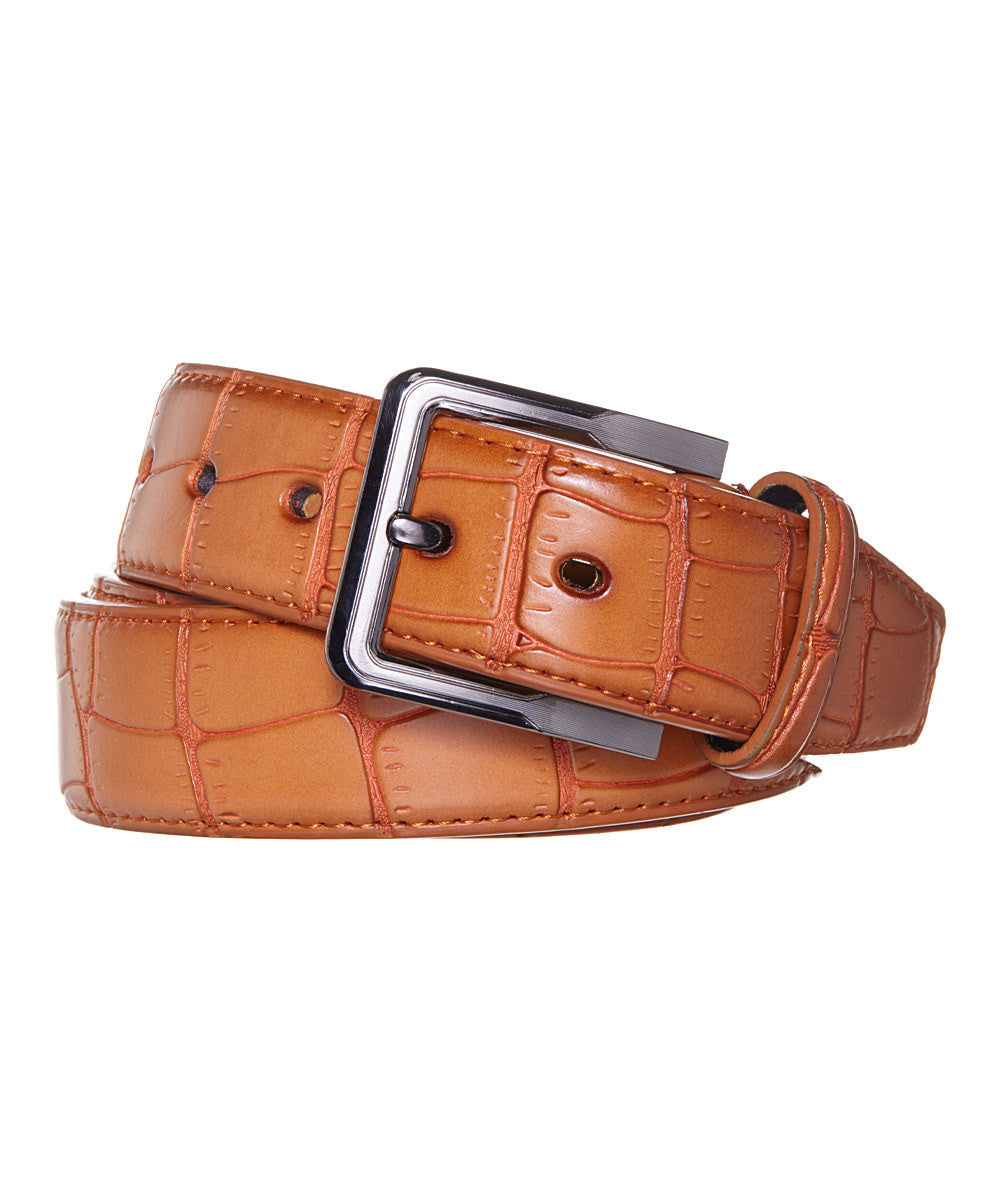 Classic leather belt with golden burgundy H buckle - Alligator – ABP  Concept