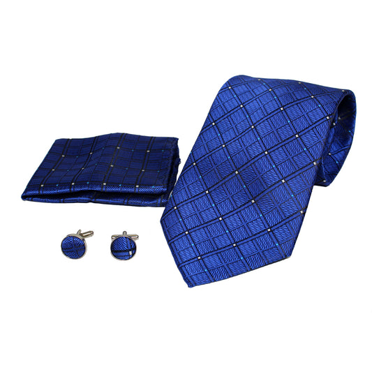 Men's Neck Tie, Pocket Square and Cufflinks Set - Assorted Colors/ Designs - BucheliUSA
