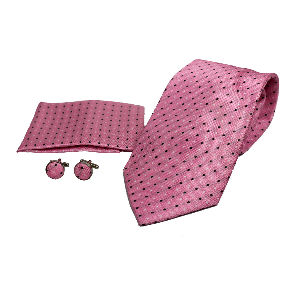 Men's Neck Tie, Pocket Square and Cufflinks Set - Assorted Colors/ Designs - BucheliUSA