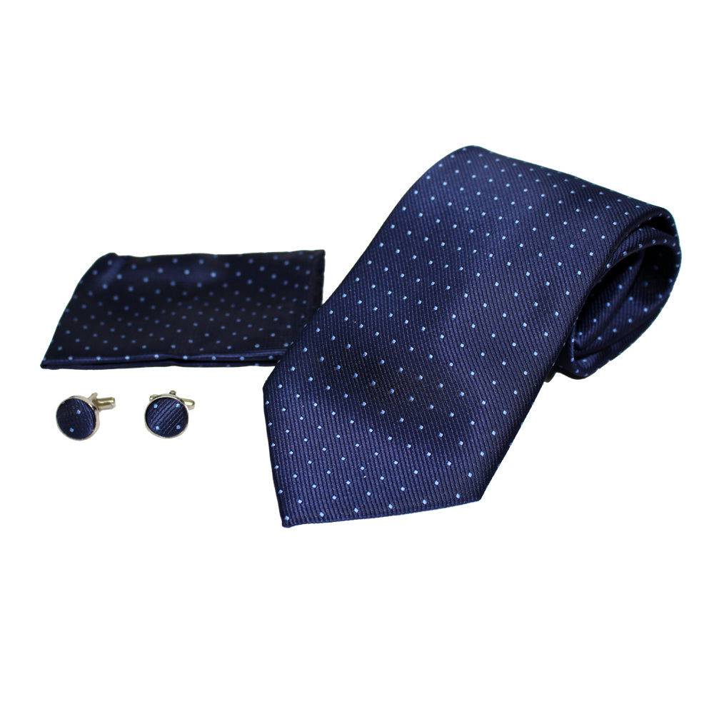 Men's Neck Tie, Pocket Square and Cufflinks Set - Assorted Colors/ Designs - BucheliUSA
