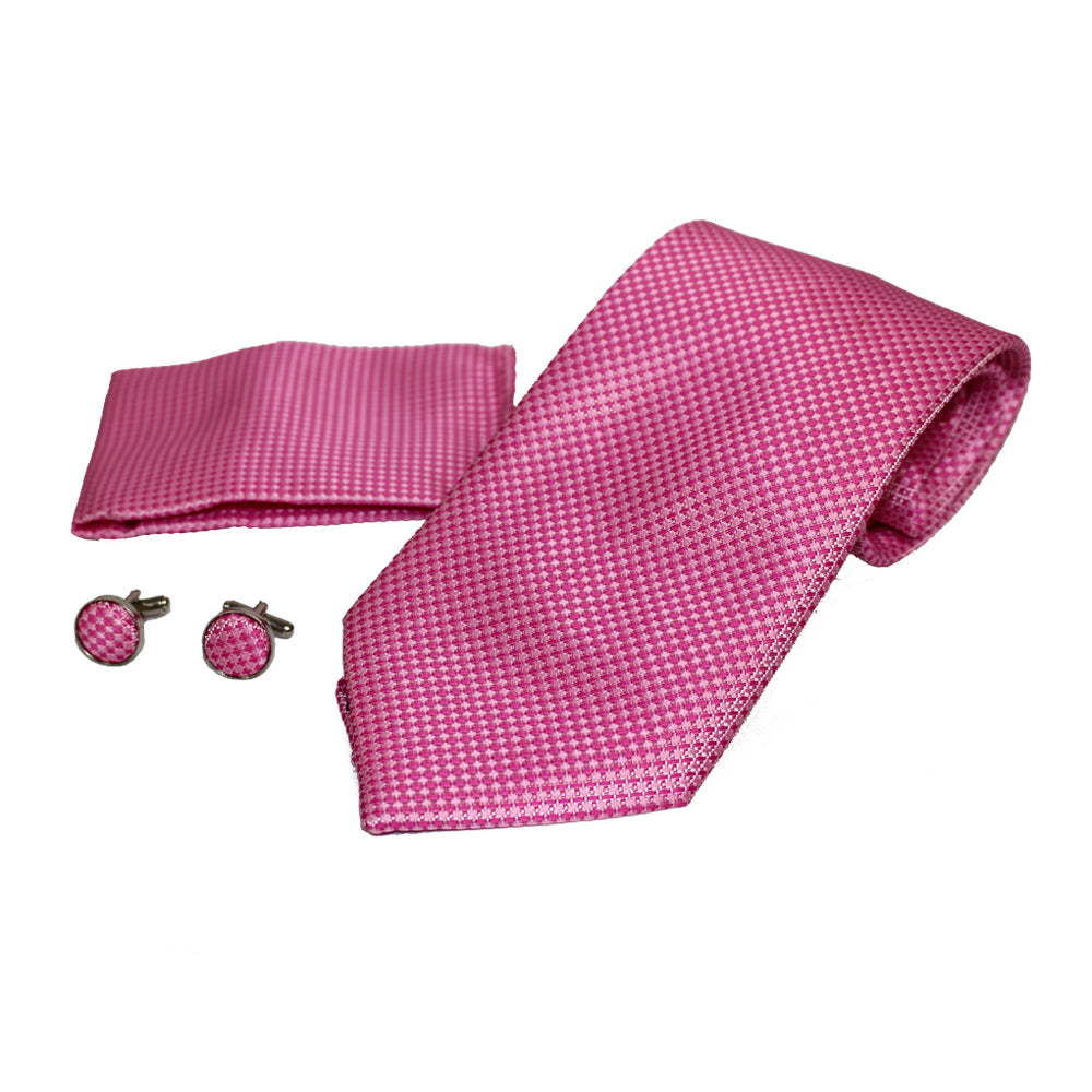 Men's Neck Tie, Pocket Square and Cufflinks Set - Assorted Colors/ Designs - BucheliUSA