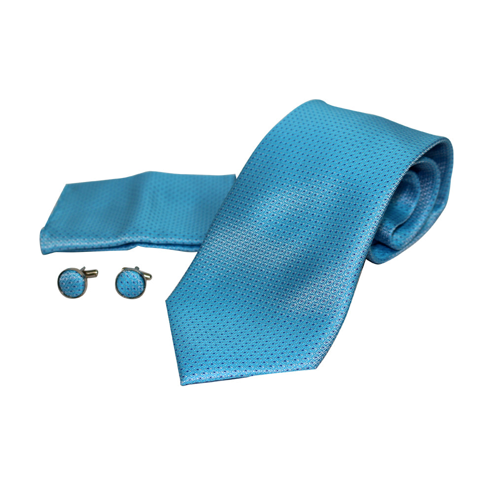 Men's Neck Tie, Pocket Square and Cufflinks Set - Assorted Colors/ Designs - BucheliUSA