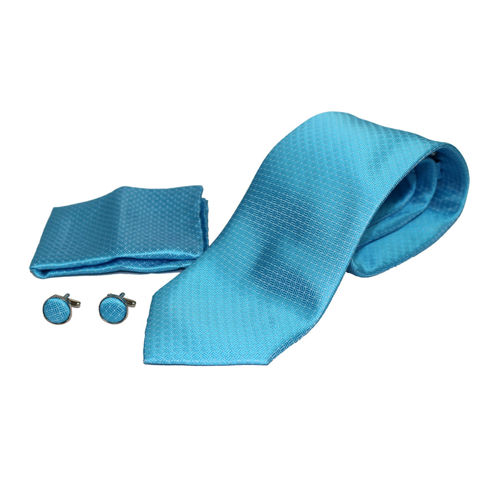 Men's Neck Tie, Pocket Square and Cufflinks Set - Assorted Colors/ Designs - BucheliUSA