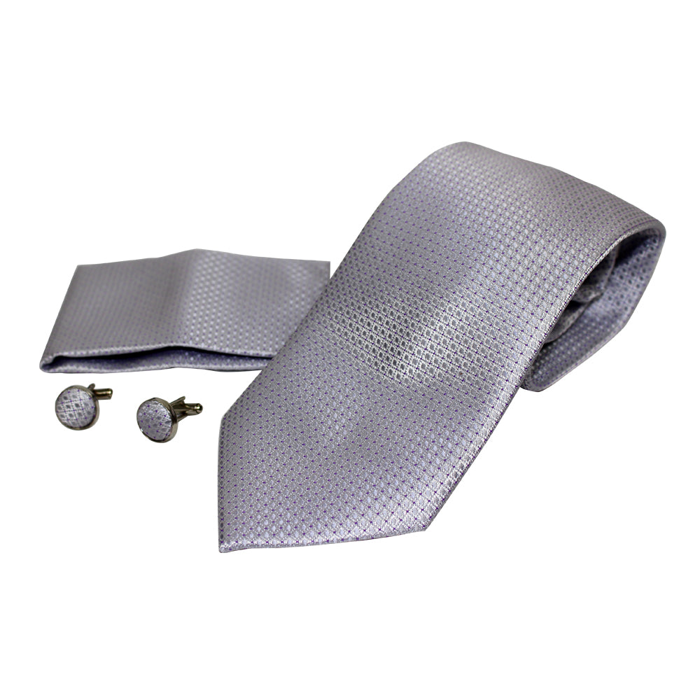 Men's Neck Tie, Pocket Square and Cufflinks Set - Assorted Colors/ Designs - BucheliUSA