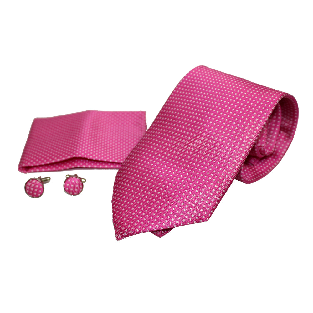 Men's Neck Tie, Pocket Square and Cufflinks Set - Assorted Colors/ Designs - BucheliUSA