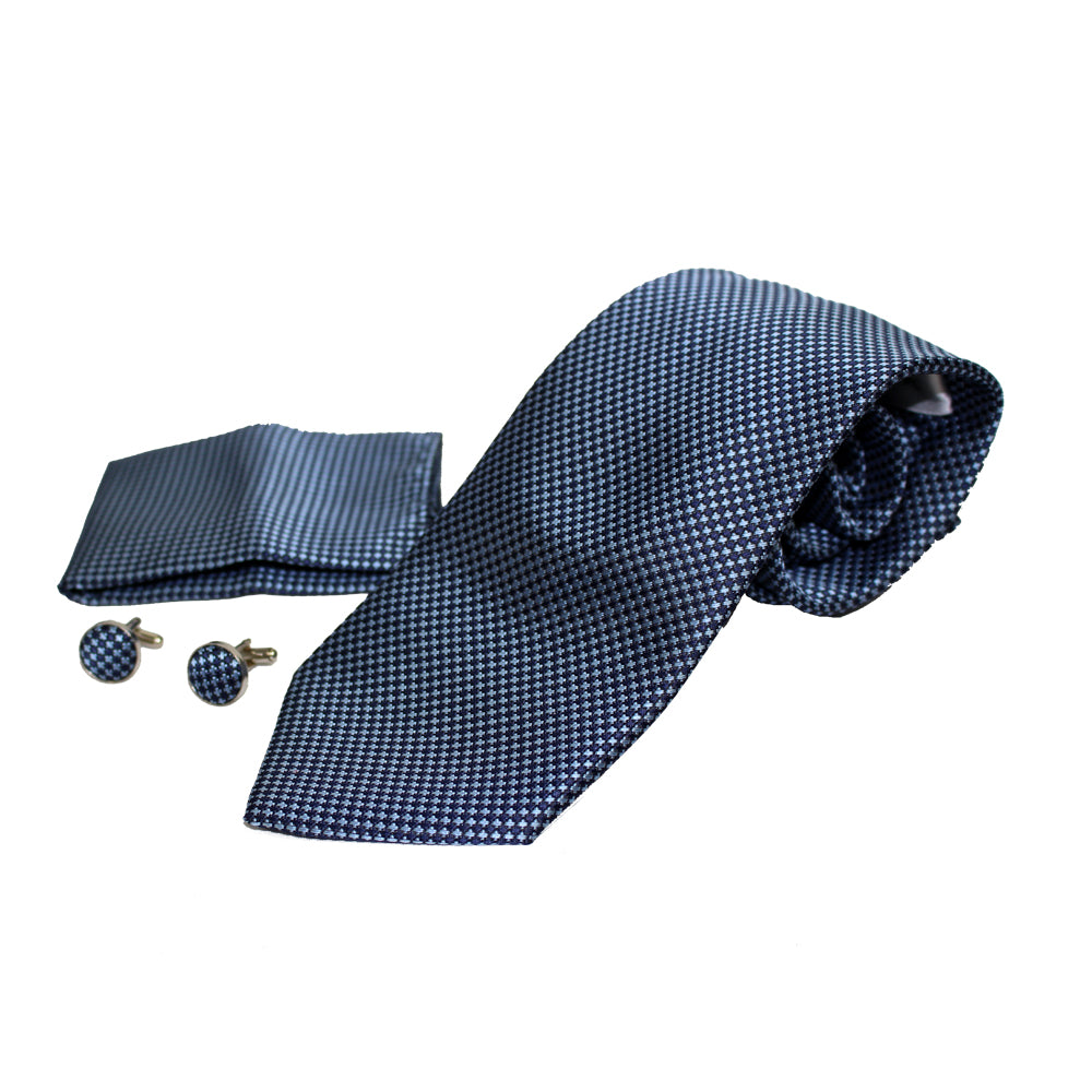 Men's Neck Tie, Pocket Square and Cufflinks Set - Assorted Colors/ Designs - BucheliUSA