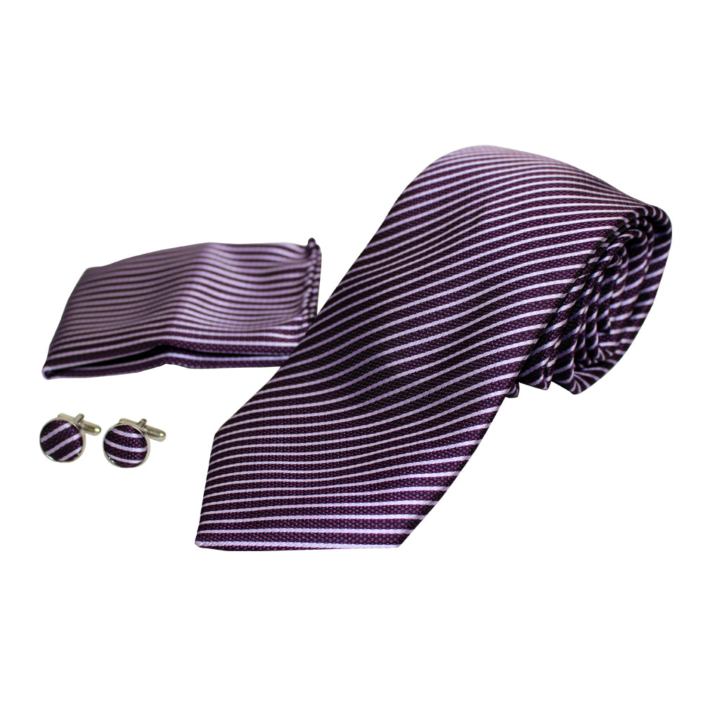 Men's Neck Tie, Pocket Square and Cufflinks Set - Assorted Colors/ Designs - BucheliUSA