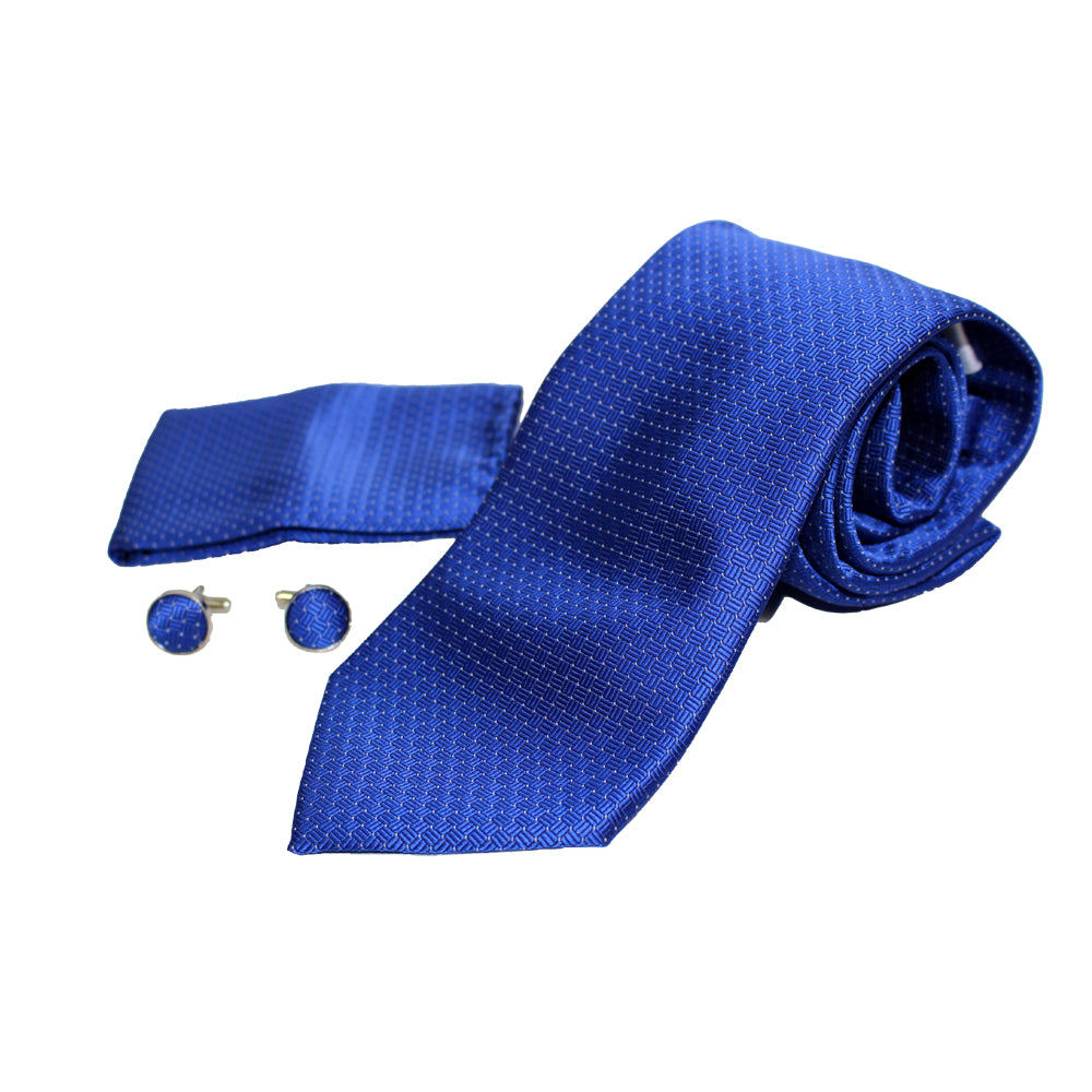 Men's Neck Tie, Pocket Square and Cufflinks Set - Assorted Colors/ Designs - BucheliUSA