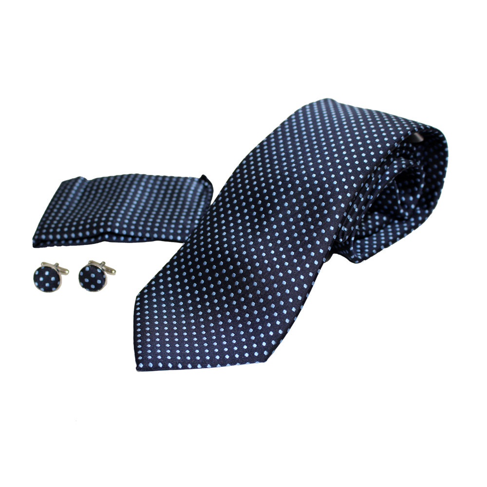 Men's Neck Tie, Pocket Square and Cufflinks Set - Assorted Colors/ Designs - BucheliUSA