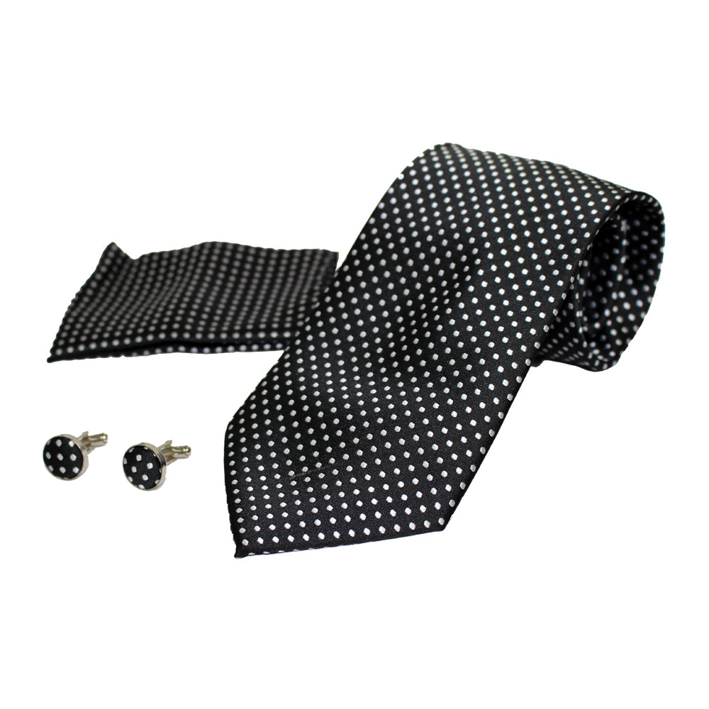 Men's Neck Tie, Pocket Square and Cufflinks Set - Assorted Colors/ Designs - BucheliUSA