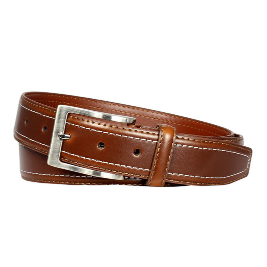 Men's Double-Stitched Leather Dress Belt - UB3506 - BucheliUSA