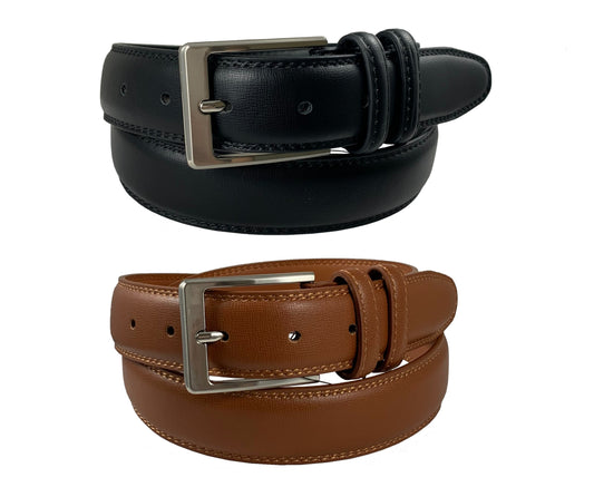 Men's  Genuine Leather Dress Belt w/ Stainless Steel Buckle - UB3508