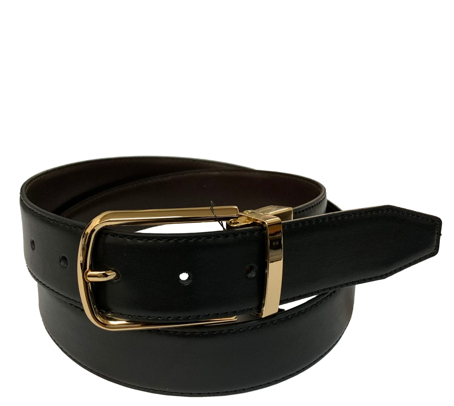 Men's Luxe Leather Reversible Dress Belt w/Metallic Gold Buckle- UB420