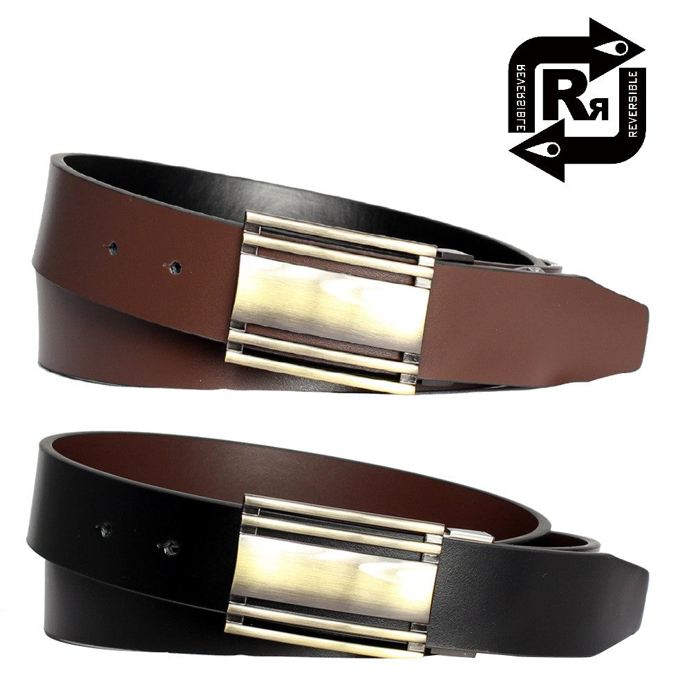 Men's Magnetic Steel Frame Leather Reversible Belt - UB822 - BucheliUSA