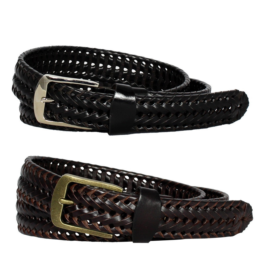 Men's Double Braided Leather Casual Belt - BR300 - BucheliUSA