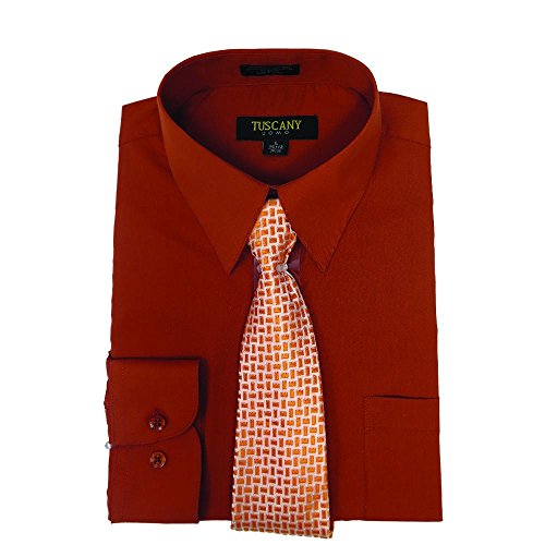 Men's 2-Piece Dress Shirt With Tie Set - Rust