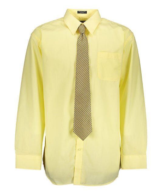 Men's 2-Piece Dress Shirt With Tie Set  - TC102 LEMON - BucheliUSA