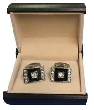 Black & Cubic Ziconia  Square Cufflinks C3-13