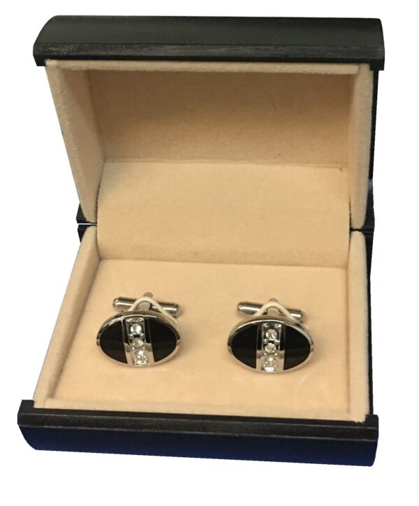 Black Cubic Zirconia Oval Cufflinks  C3-23