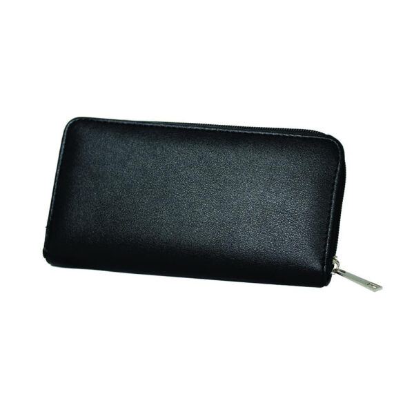 Black Leather 2-Sided Zip-Up Clutch - WAC001 - BucheliUSA