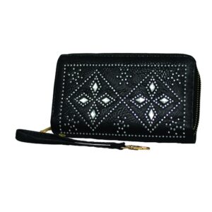 'Fleur-de-Lis' Studded Zip-Up Clutch - WASTD110 - BucheliUSA