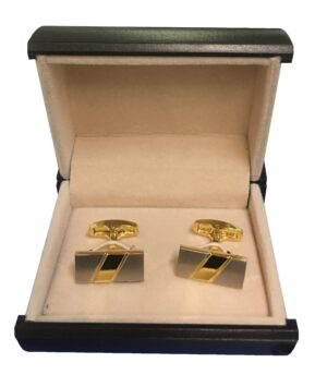 2-Tone Gold Finish Rectangular Textured Cufflinks  C3-11