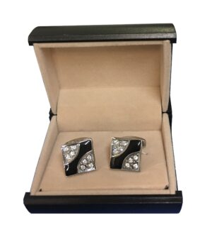 Black & Cubic Zirconia Square Cufflinks C3-14